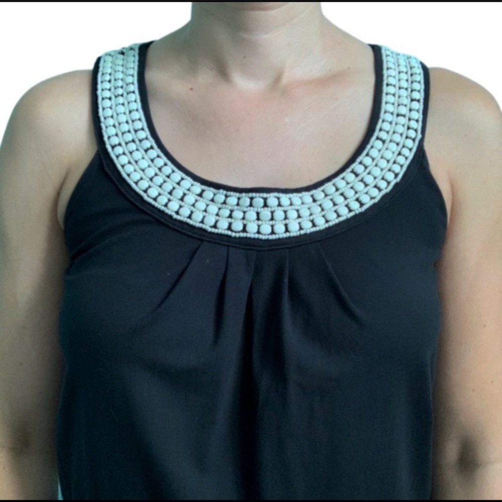 Talbots beaded neckline cotton knit petite tank - Picture 4 of 6